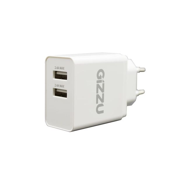 Gizzu Dual USB 3.4A Wall Charger - White
