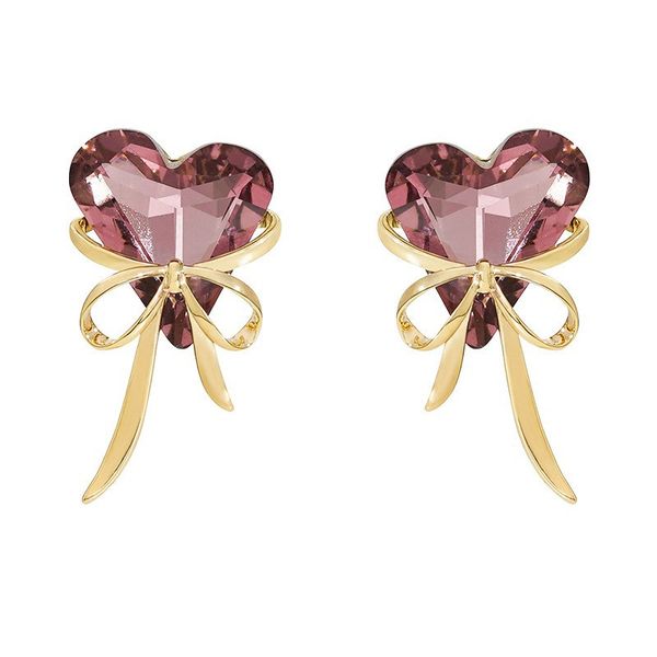 Graceful Heart Shaped Bow Earrings-Purple,Alloy Stud Earrings