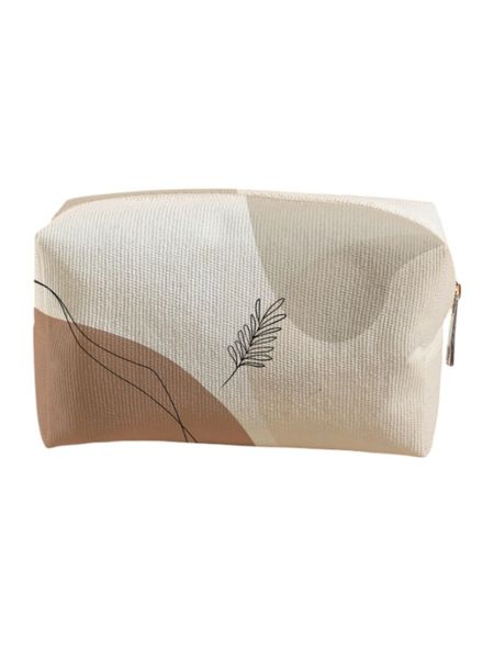 1 Piece - Travel Cosmetic Bag With Leaf Pattern - Multicolor