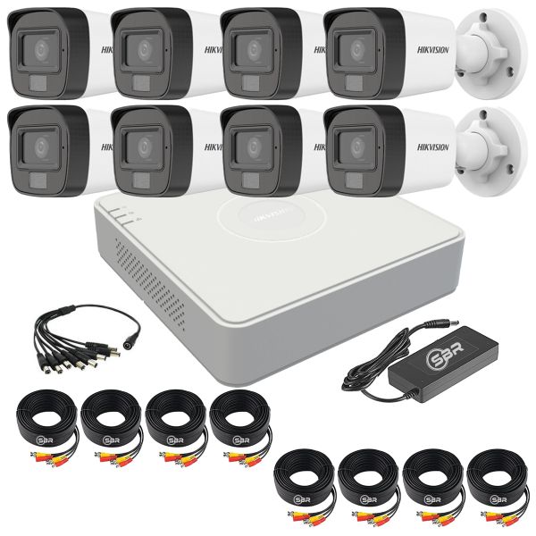 Hikvision 8CH Smart Hybrid Light Kit - Cameras With Audio - SBR Bundle