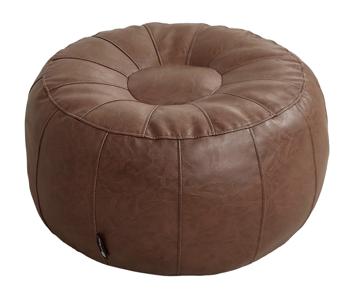 Decor Round Leather Unstuffed Ottoman Storage Bag Cover Only- 50cm