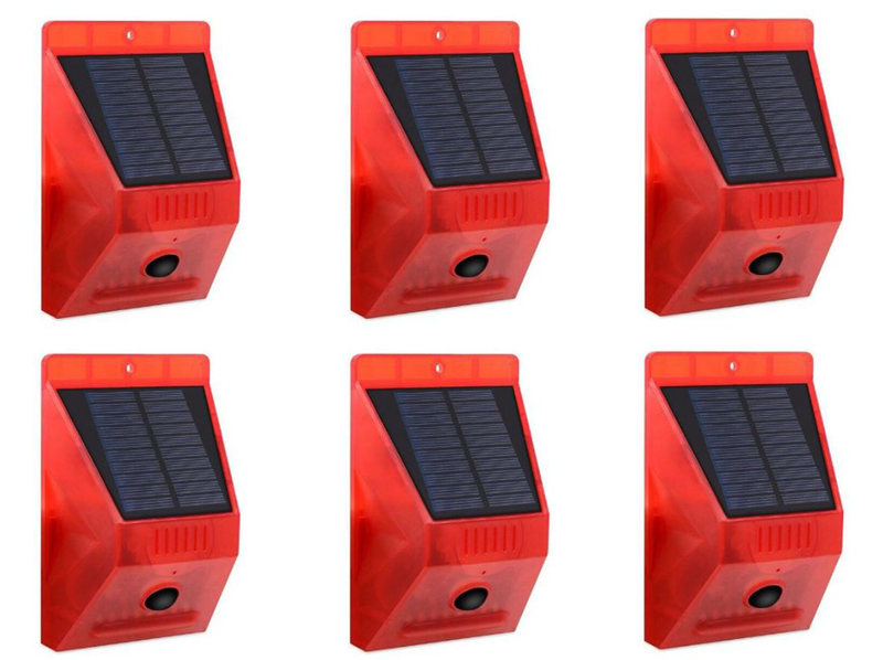 6 Pieces Solar Strobe Alarm Motion Detector with Remote Control Siren