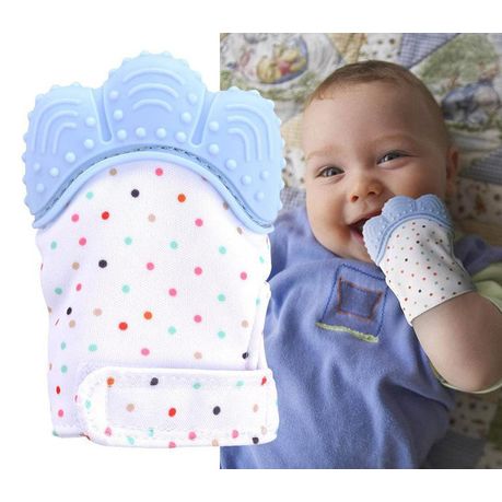 Baby Mitts Teething Mitten Silicone Glove Gum Self Soothing Pair Blue Buy Online In South Africa Takealot Com