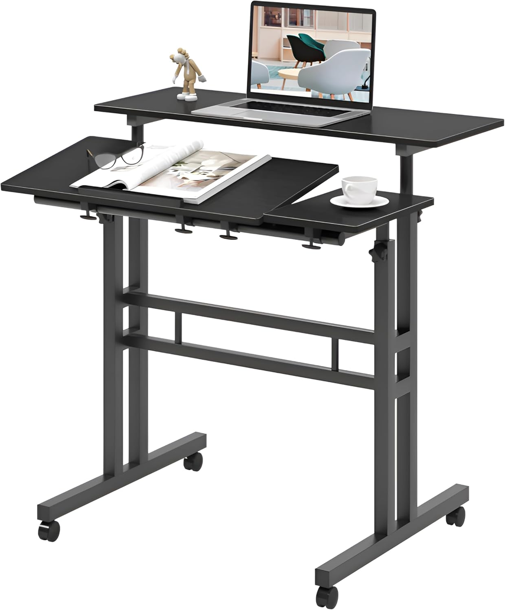 TOXIYA Exquisite wheeled removable height adjustable standing laptop desk