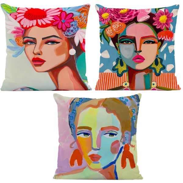 Decor Square Cushion Covers Only With Colourful Designs Set of 3 - 45cm