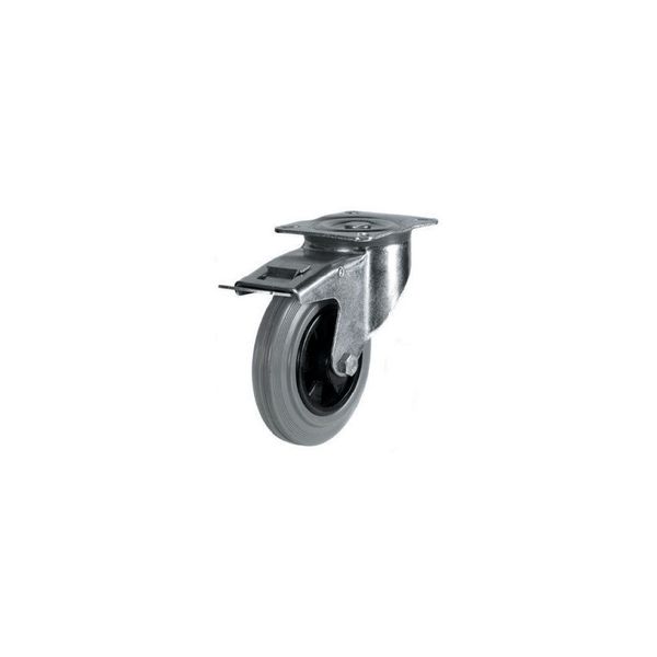 Swivel Plate 80mm Grey Rubber Tyre