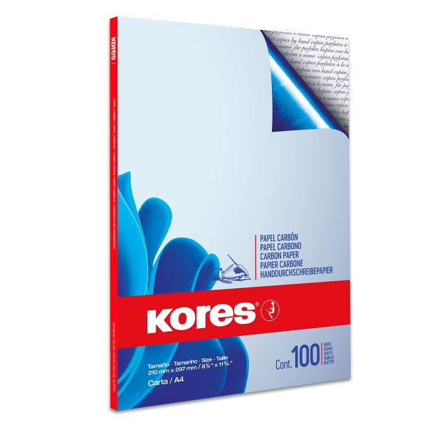 Kores Carbon Paper, A4, Blue, 100 Pack