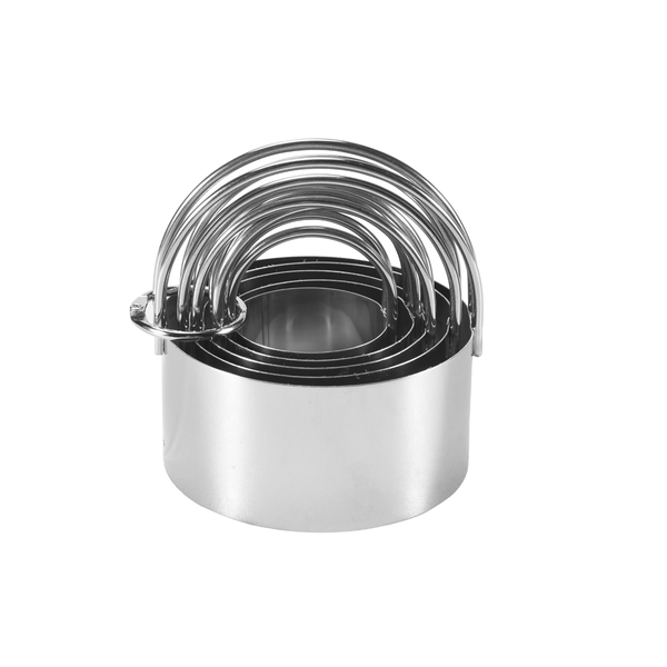 5 Pcs Biscuit Cutter With Handle - Stainless Steel Round Circle Donut