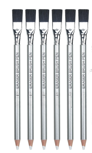 Detail Eraser Pencil - 6pc Eraser Pencils with Brush Erasing Small Details