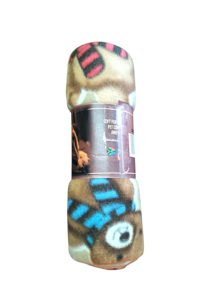 Dog and Cat Fleece Blanket Brown with Teddy Bears