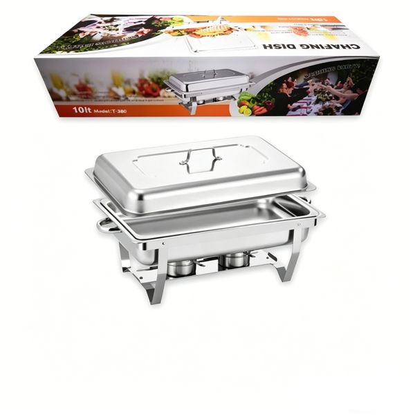 10ft Stainless Steel Chafing Dish Buffet Server with Lid for Catering Event