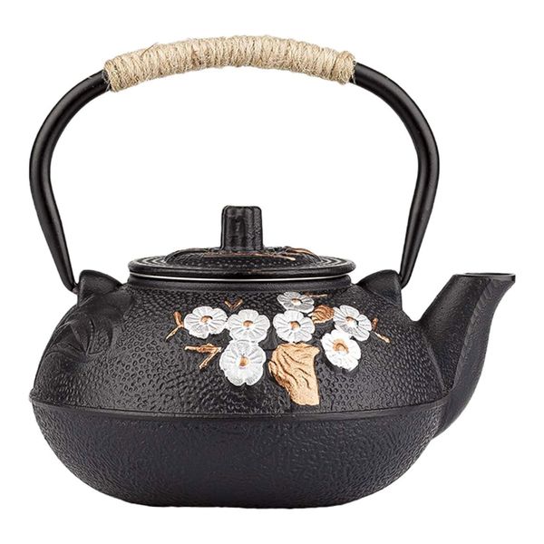 600ml Cast Iron Retro Teapot with Handle and Tea Strainer