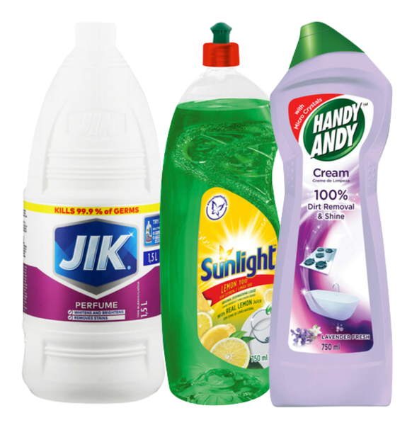 Handy Andy 750ml, Sunlight Liquid 750ml &amp; Jik 1,5L - 3 Pack