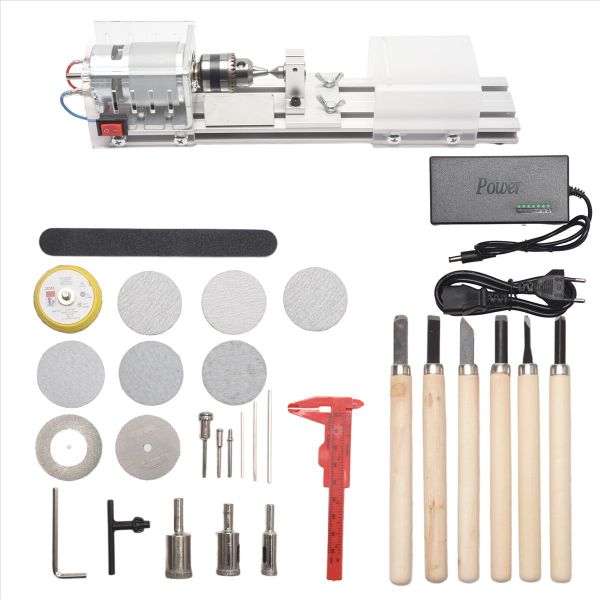 Mini Lathe Machine DIY Woodworking Wood Lathe Milling Machine Grinding Poli