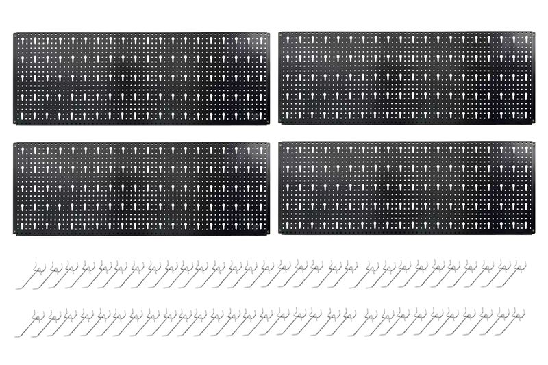 Anchor Steel Pegboard 100x30cm 4 Pack | 60 Hooks | Wall Mount Tool Board