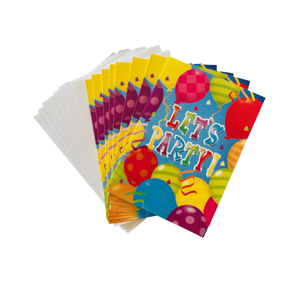 Party Invitations &amp; Envelopes - Let's Party - Pack of 16