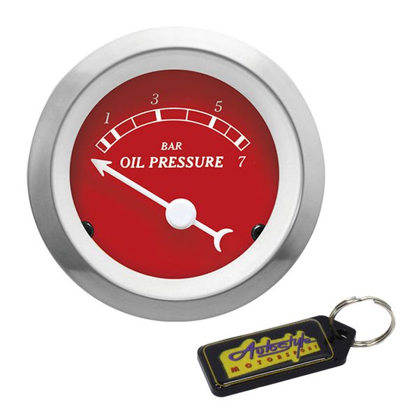 Autogauge Classic Series Oil Pressure Gauge 52mm - Blue &amp; Gel Key Holder