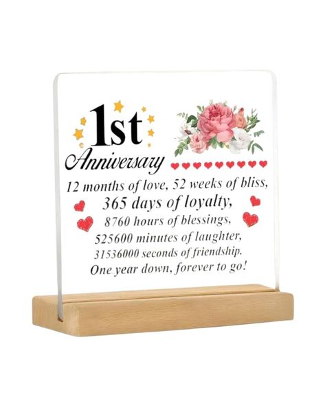 Romantic 1st Anniversary Acrylic Desk Plaque