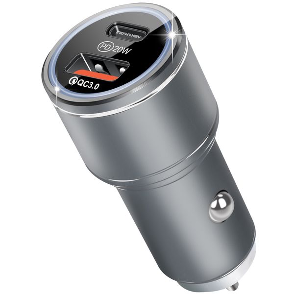 Car Charger Adapter 38W USB Type C Dual Ports Fast Charging PD &amp; QC 3.0