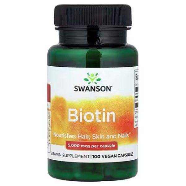 Swanson Biotin 5,000 mcg - 100 Vegan Capsules