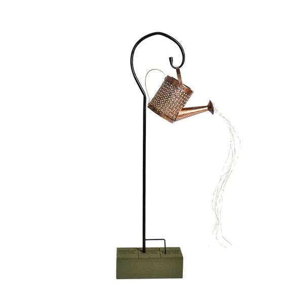 LED Wrought Iron Hollow Waterproof Watering Can Kettle - Solar Powered