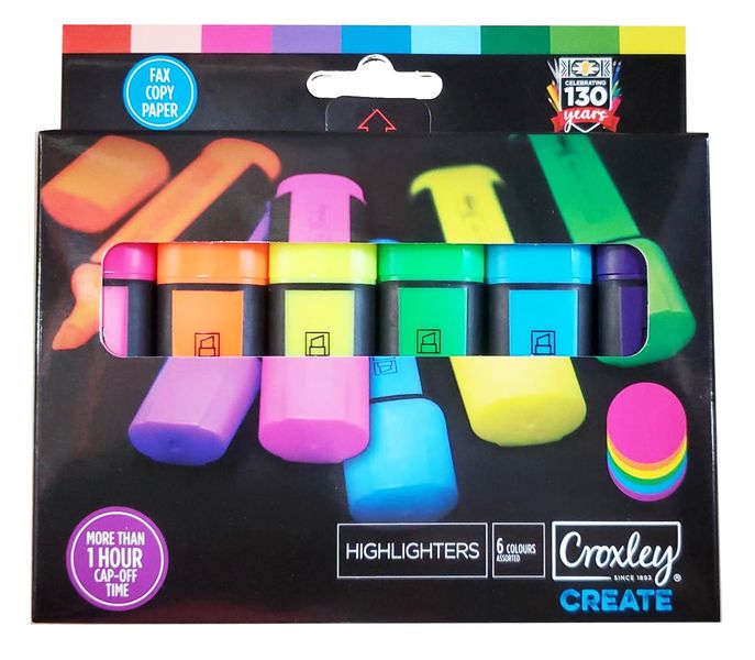 CROXLEY Create Highlighters - 6 pack