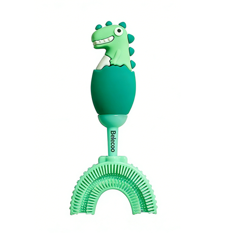U-Shaped Silicone Toothbrush for Baby Teeth Cleaning - Dinosaur Image