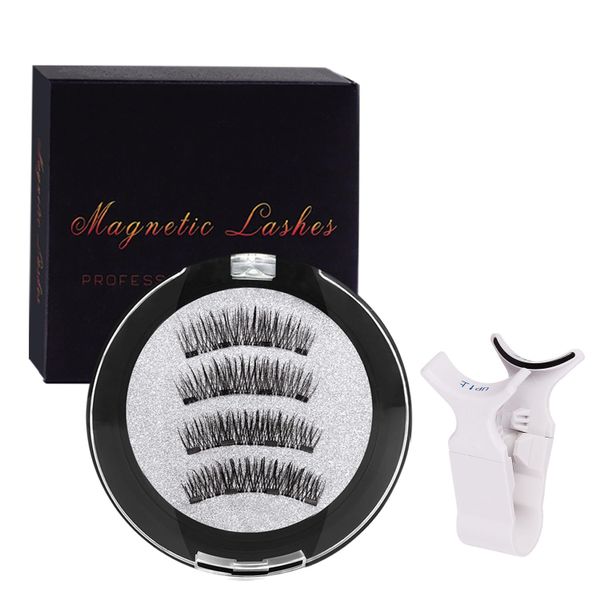 4 Pieces False Lashes Set, Portable Magnetic Eyelashes with Applicator