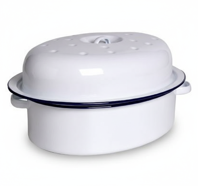 Enamel Oval Roaster 38 cm - Durable for Even Cooking &amp; Roasting