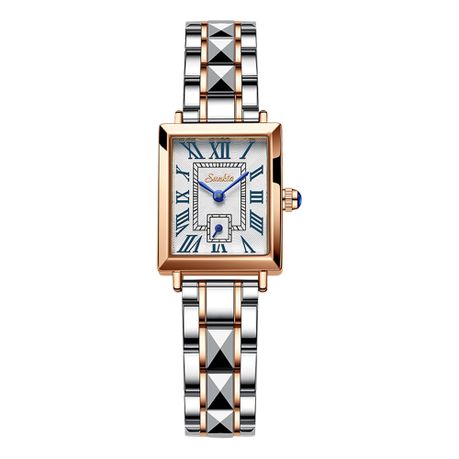 Silver and 2025 gold square watch