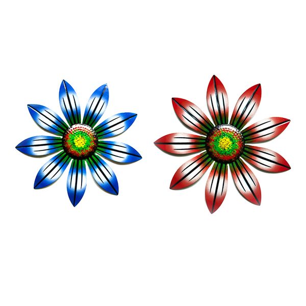 2 Piece 3D Metal Flower Wall Art Hanging Decoration
