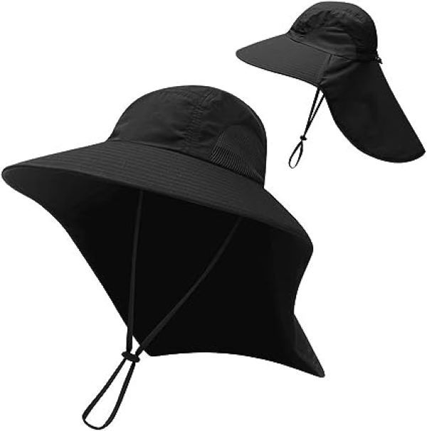 Unisex Wide Brim Outdoor Protection Sun Hat With Neck Flap Cover