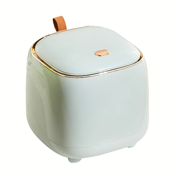 White Desktop Trash Can Press Type Mini Garbage Can Cleaning Supplies