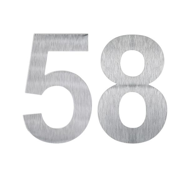 Sleek Stainless Steel House Number 58 - Modern, Durable, 228mm Thick