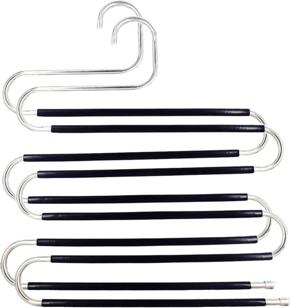 2 Pack S-Type Non-Slip Stainless Steel Clothes Pants Hangers