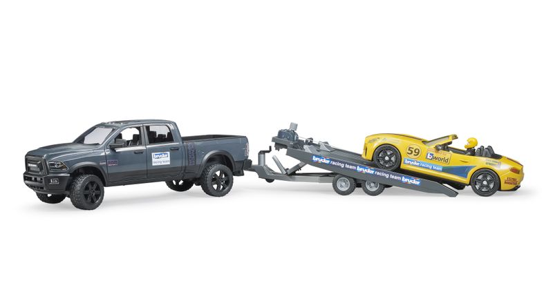 Bruder RAM 2500 Power Wagon with Roadster and trailer