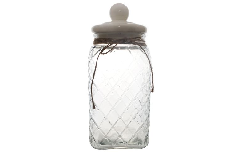 Jar 29x15cm Square Glass with Ceramic Lid
