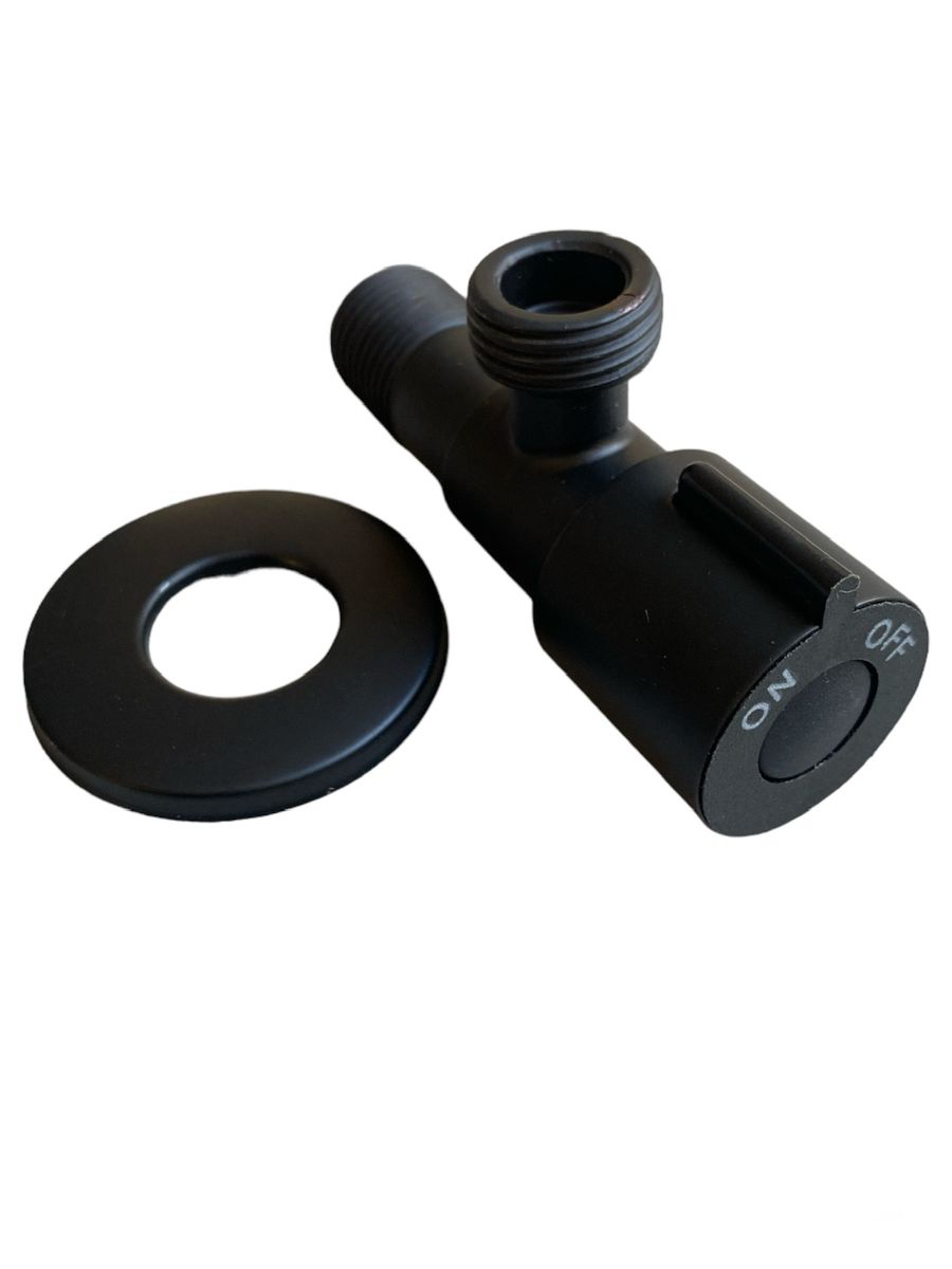Angle valve Black Round 1/4 Backing Plate Included