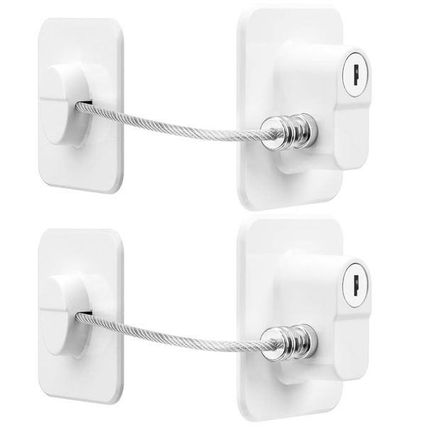 Fridge Lock, 2 Pieces Upgraded Refrigerator Lock for Freezer, Cabinets Drawers