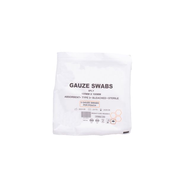 Sterile Gauze swabs 100mm x 100mm 5s pack of 10