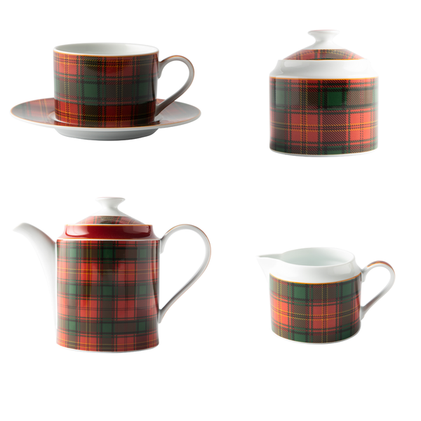 JENNA CLIFFORD - Red Tartan 11 Piece Tea Set