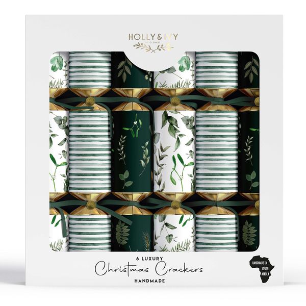 Holly &amp; Ivy Christmas Crackers - Luxury Traditional Mistletoe &amp; Sprigs