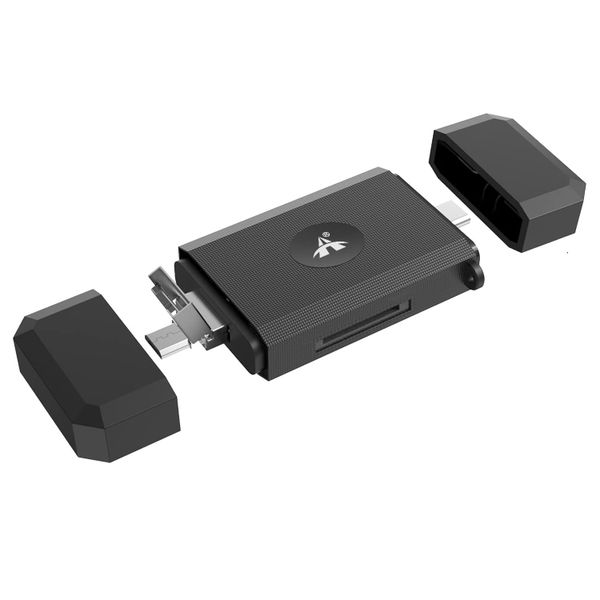 ALANES 6 In 1 USB SD Card Reader Aluminum Alloy Memory Card Adapter