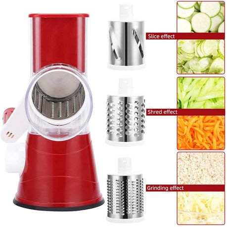 Multifunctional Shredder Tabletop Drum Grater with 3 Interchangeable Drums