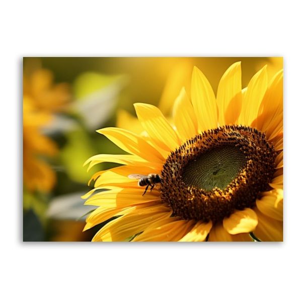 Sunflower with Bee Canvas Floral Wall Art