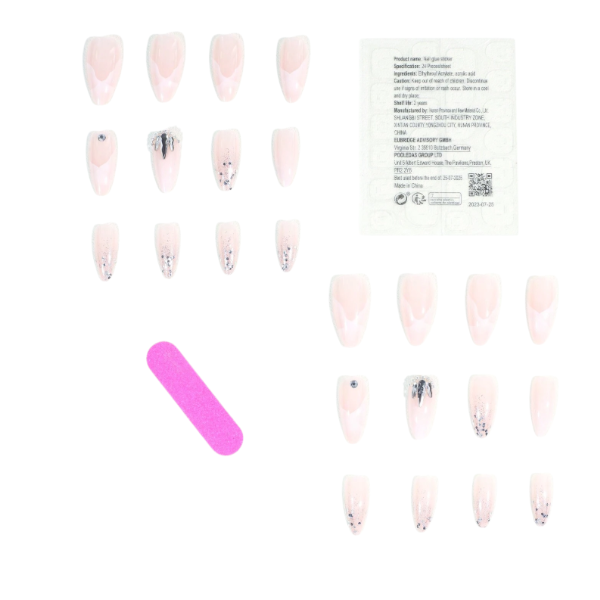 24Pcs Almond Stylish And Elegant Press-on Nails - Multicolor