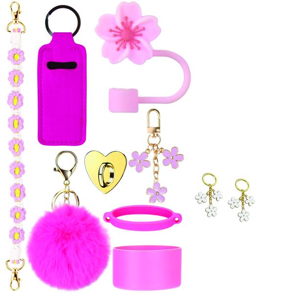 Stanley Cup Accessories Set Water Bottle Holder Charms Tumbler Cup - 10pcs
