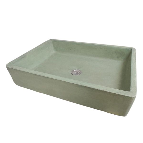 Green Rectangle Bespoke Concrete Countertop Sink 605x410x130mm