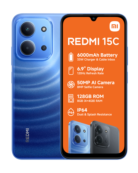 Xiaomi Redmi 15C Smartphone - Moonlight Blue (4+4GB RAM + 128GB ROM)