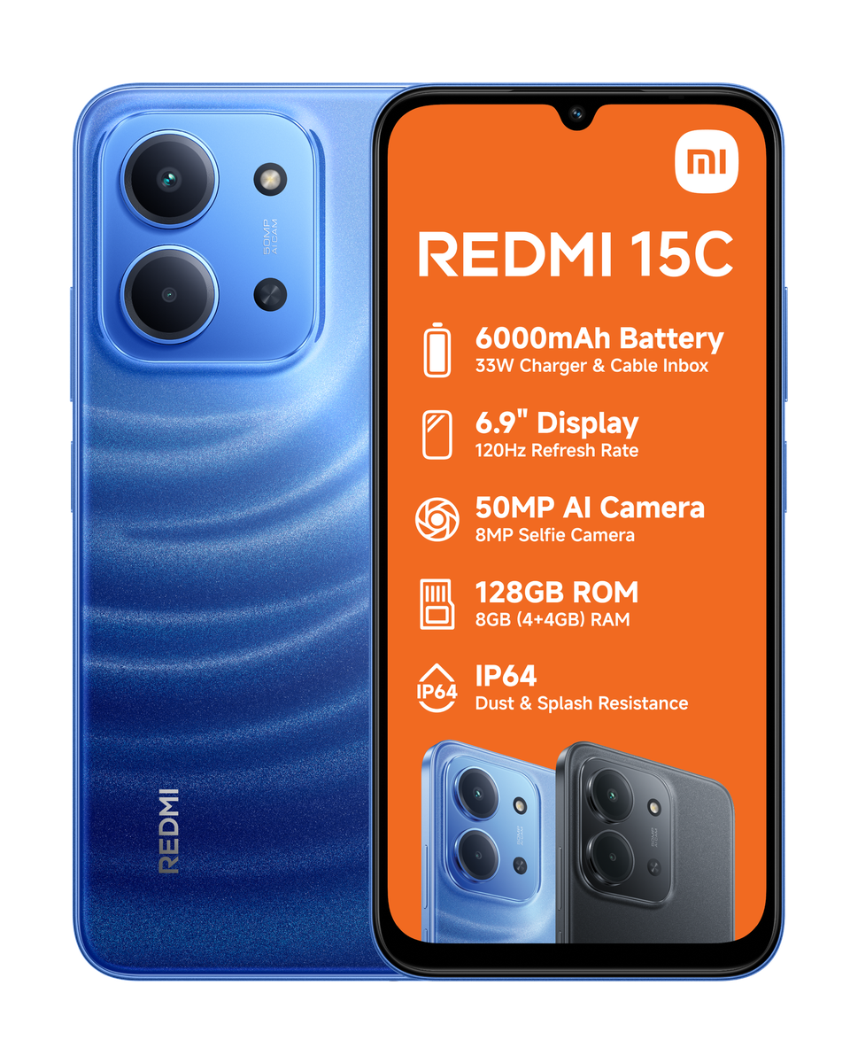 Xiaomi Redmi 15C Smartphone - Moonlight Blue (4+4GB RAM + 128GB ROM)